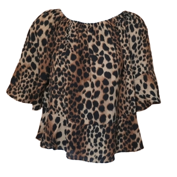 Revolve Three Eighty Two Leopard Off Shoulder Top S NWT, - Picture 2 of 3